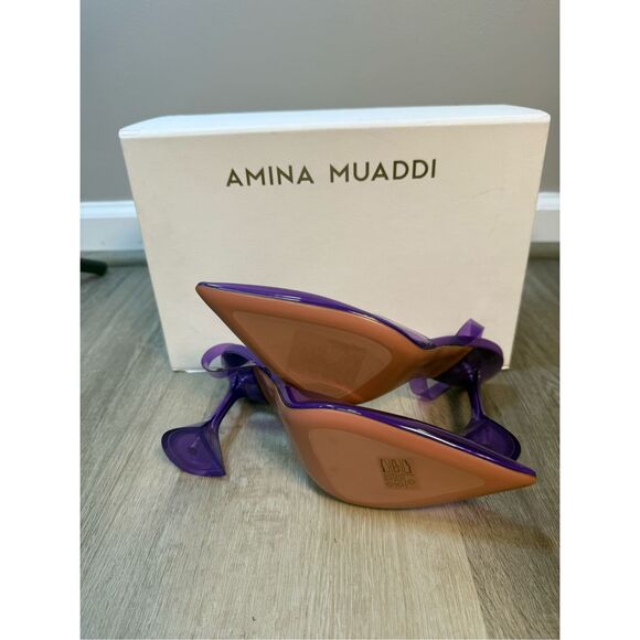 AMINA MUADDI  Holli Glass 95mm Slingback Pumps EU37.5/7.5 $760 - Picture 11 of 14